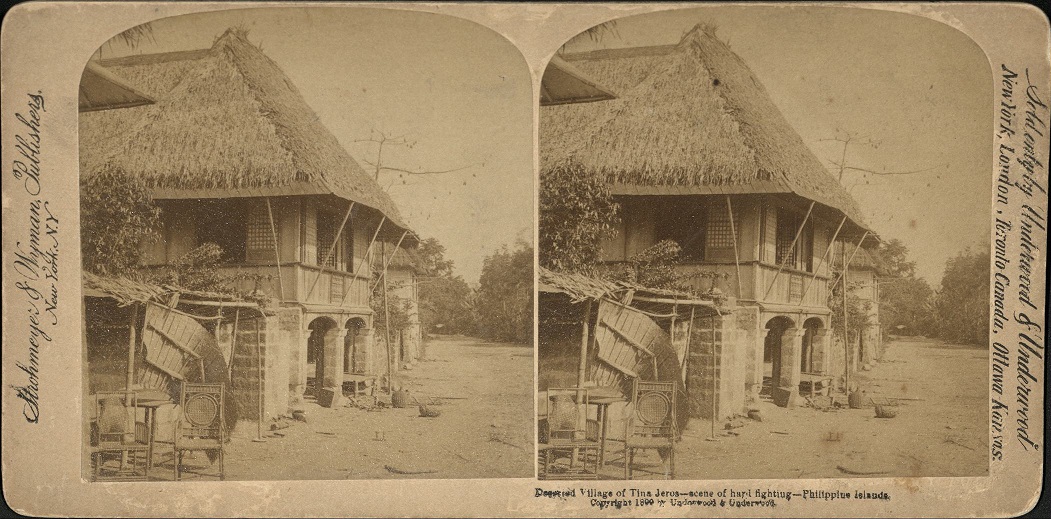 Deserted Village of Tina Jeros – scene of hard fighting – Philippine Islands.